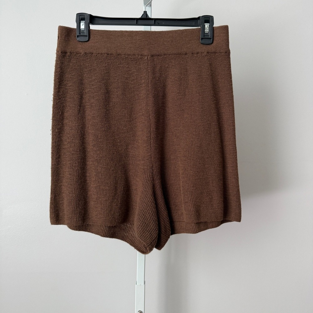 FP Beach L Brown Knit Shorts Pull On Loungewear Flowy Beachy Relaxed Shabby